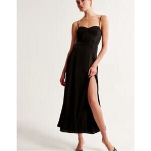Abercrombie Black Satin Camille Maxi Dress